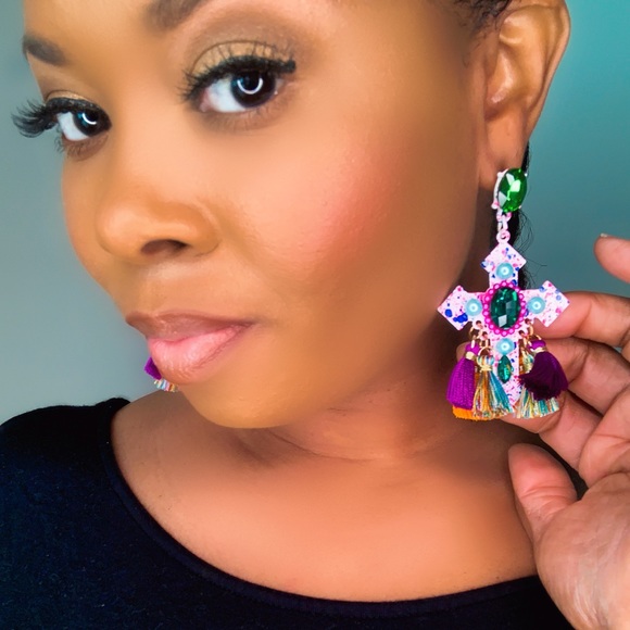 “The Cross” Gorgeous Fringe Oversized Earrings - Picture 13 of 17